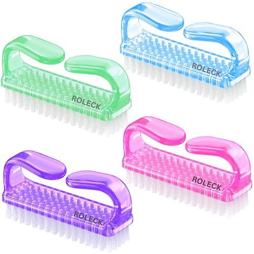 4 Pcs Nail Brush for daily Use - 4 Different Kinds of Fingernail brush with Plastic Handle Nail brush for cleaning Fingernails - Easy to use Nail Scrub brush - Nail Cleaner Nail brushes for Hands Feet
