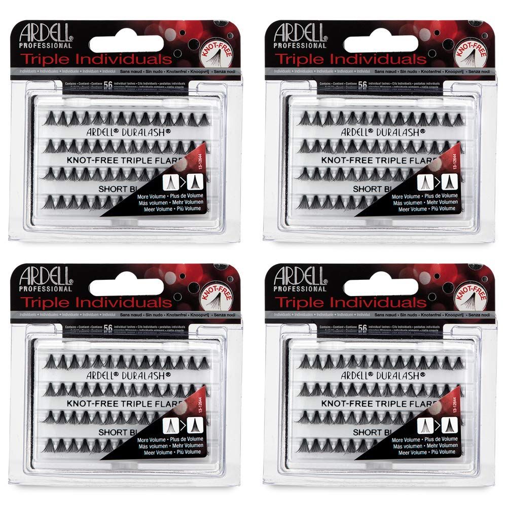 Ardell False Eyelashes Triple Individuals Knot-Free Short Black 4 Pack