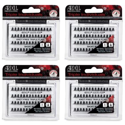 Ardell False Eyelashes Triple Individuals Knot-Free Short Black 4 Pack