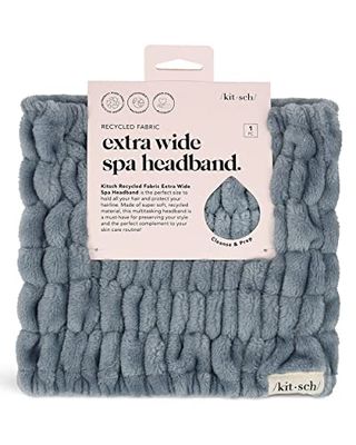 Kitsch Spa Extra Wide Facial Headband - Multipurpose Skincare Spa Headband for Washing Face - Makeup Headband &amp; Skincare Headband for Women - Hair Band Ideal for Face Wash (Misty Blue)