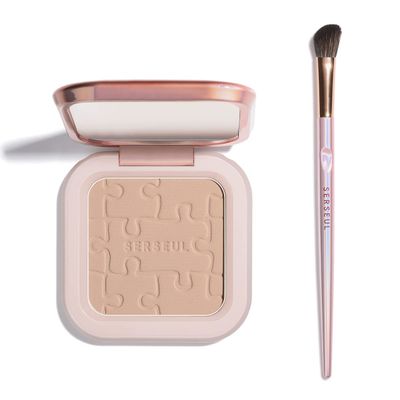 Serseul Powder Contour Palette, Matte Finish, Brown Color Family, 0.17 Ounce, Palette, Unisex, Compact, Not Water Resistant, Contour Face Makeup, Milk Tea Grey, All Skin Tones