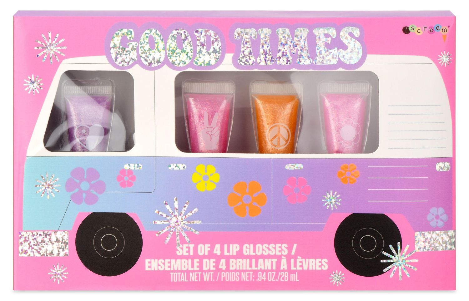 iscream Good Times 4-piece Glittery Berry Scented Classic Tube Lip Gloss Boxed Set