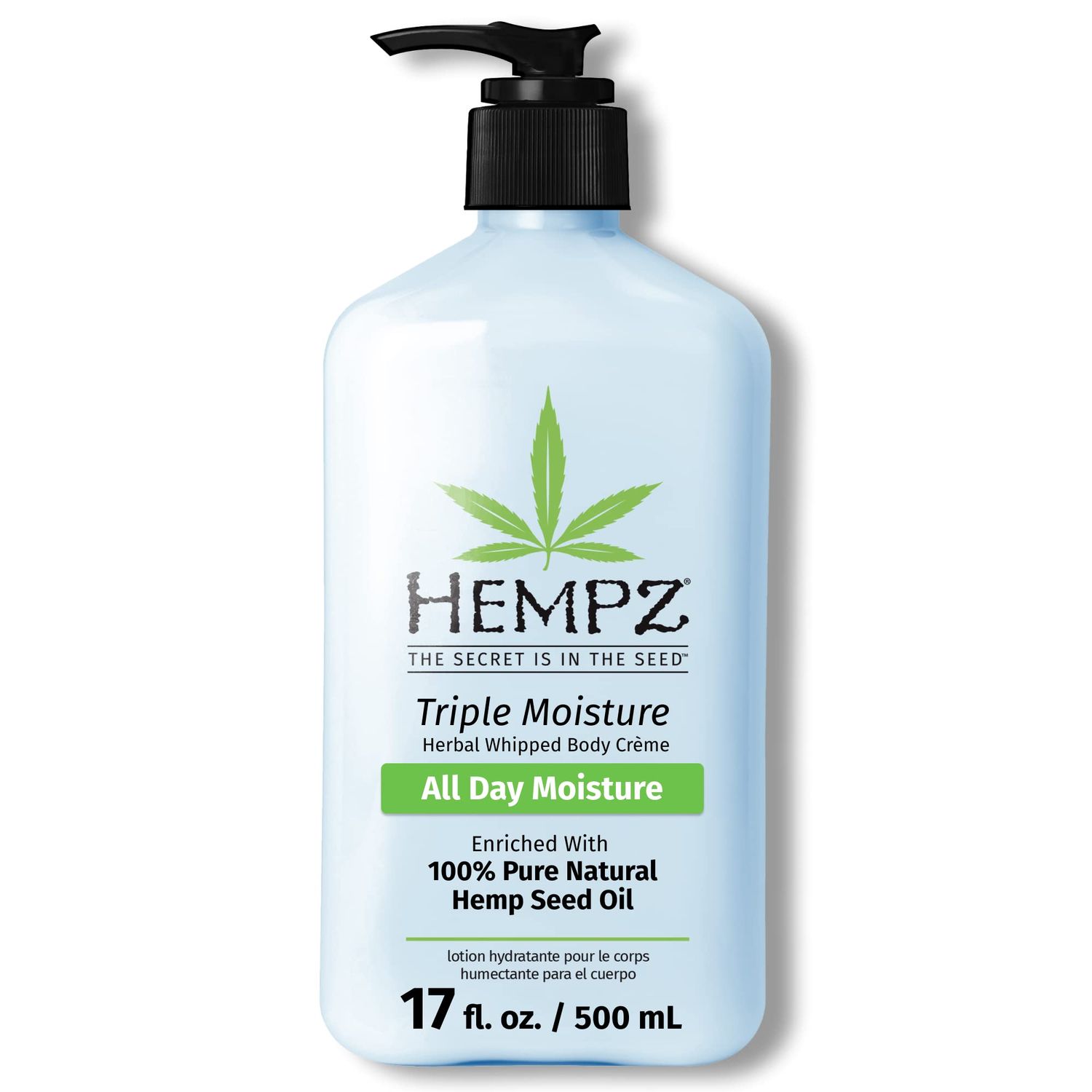 HEMPZ Triple Moisture Body Moisturizer, 17 Oz - Hydrating Lotion Rich with Minerals, Vitamin C, &amp; Hempseed Oil to Nourish &amp; Repair Extremely Dry or Sensitive Skin for Body