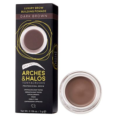 Arches &amp; Halos Luxury Brow Building Pomade - Dark Brown - Tinting Brow Definer for Sculpting and Shaping Eyebrows - Soft, Smudge-Proof, Silky Texture - Lightweight Cream and Gel Blend - 0.016 oz