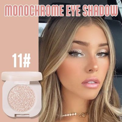 FeiCuiYun Monochrome Glittler Eyeshadow, Light Shimmer eyeshadow, pressed glitter eyeshadow, Glittle Matte Pressed Powder Single Vegan Eyeshadow Talc, Paraben & Cruelty Free, Light Brown Glitter(11)