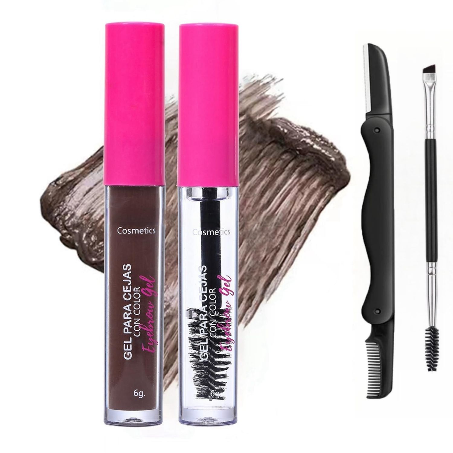 Tinted Thickening Brow Mascara Set,Eyebrow Gel Makeup Suit, Waterproof Eyebrow Makeup Gel, Fast Eyebrow Trimming, Shaping Natural Eyebrows (#02 Dark BrownClear)