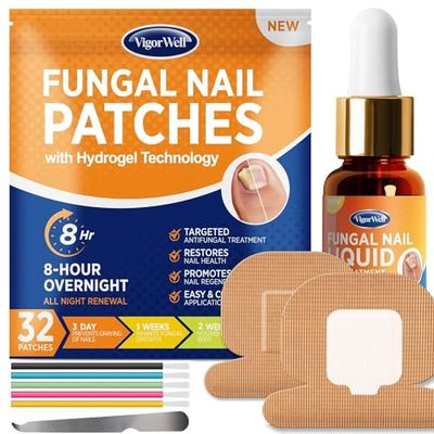 Toenail Fungus Treatment Extra Strength - Nail Fungus Treatment For Toenail Toe Nail Fungus Treatment Extra Strength - Nighttime Fungal Nail Patches &amp; Fungus Nail Treatment Liquid Set (32patches15ml)