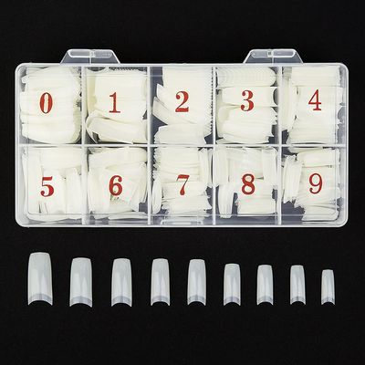Beuniar Acrylic Nail Tips Natural 500Pcs French Artificial False Tip for Manicure Nails Art Salons &amp; Home DIY