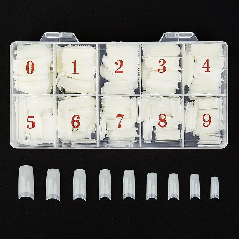 Beuniar Acrylic Nail Tips Natural 500Pcs French Artificial False Tip for Manicure Nails Art Salons &amp; Home DIY