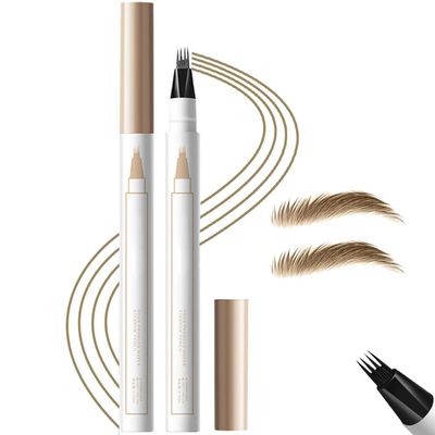 Magic Eyebrow Pencil, Microblading Eyebrow Pen, Waterproof Liquid Pencil with 4 Tip Brow Pen Creates Hair Like Natural Brows, Last All Day (Light Brown)