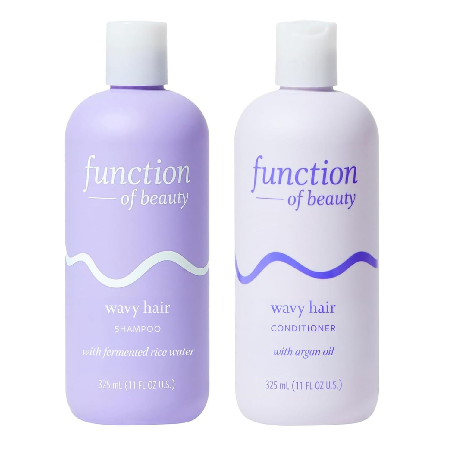 Function of Beauty Wavy Hair Shampoo &amp; Conditioner Set, 11 oz Each - With Fermented Rice Water to Strengthen &amp; Argan Oil to Enhance Glossiness &amp; Natural Shine, Sulfate-Free, Customizable Haircare