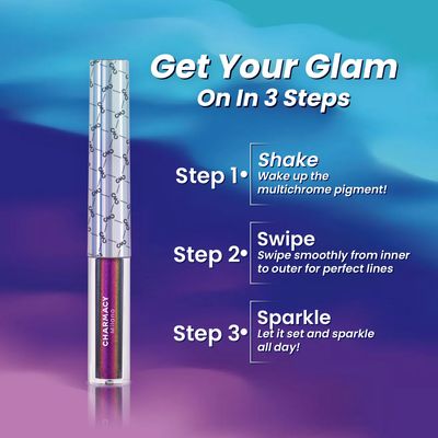CHARMACY Multichrome Eyeliner Liquid Liner, Glitter liquid eyeliner waterproof, Metallic Intense Color Shifting Colorful Eyeliner, Long wearing, Ultra-Fine Tip Smudge-proof, GREEN INDIGO 905