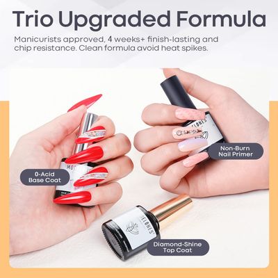 modelones Gel Top Coat and Base Coat With Nail Primer, 3 Pcs 10 ml No Wipe Base and top coat Gel Nail Polish Nail Bonder Primer Gel Nail kit