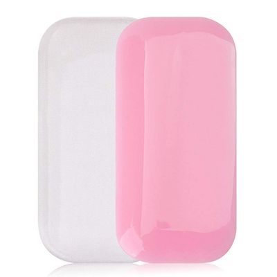 Teensery 4 Pcs Rectangle Eyelash Extension Pad Silicone False Lash Eyelash Stand Tray Holder Forehead Sticker for Eyelash Extension Supplies (2 Clear &amp; 2 Pink)