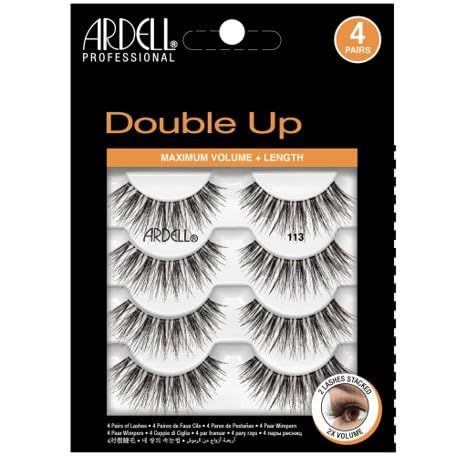 Ardell Double Up 113 Lashes, Maximum Volume and Length False Eyelashes, 4 Pairs, 1-Pack