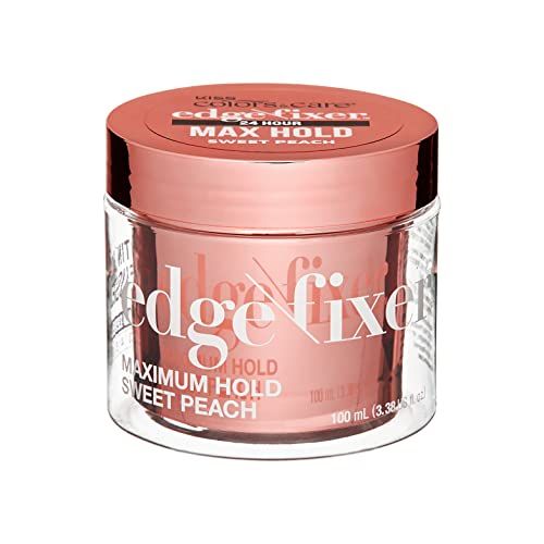 KISS COLORS &amp; CARE Maximum Hold Edge Fixer, Non-Greasy Gel Formula Infused With Biotin B7, 24 Hour Hold, Sweet Peach Scented, 3.38 Fl. Oz. (100 ml)