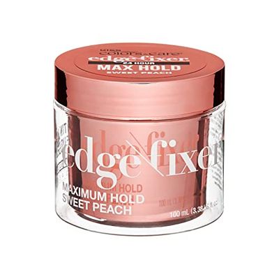 KISS COLORS &amp; CARE Maximum Hold Edge Fixer, Non-Greasy Gel Formula Infused With Biotin B7, 24 Hour Hold, Sweet Peach Scented, 3.38 Fl. Oz. (100 ml)