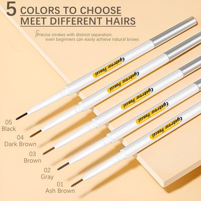 Eyebrow Pencil,4 PCS Waterproof Micro Brow Pencil Dual-Ended,Professional Eyebrow Pen with Spoolie Brush.(#05 Black 4PCS)