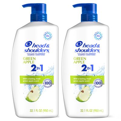 Head &amp; Shoulders 2 in 1 Dandruff Shampoo and Conditioner Set, Scalp Care and Anti Dandruff Treatment, Green Apple Fresh Scent, Daily Moisturizing Treatment, Paraben Free, 32.1 Fl Oz Each, 2 Pack