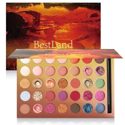BestLand Pro 35 Colors Glitter Eyeshadow Palette with Eyeshadow BrushHighly Pigmented Pressed Soft Creamy Metallic Matte Shimmer Naked Eye Shadow Powder Makeup Palette Set