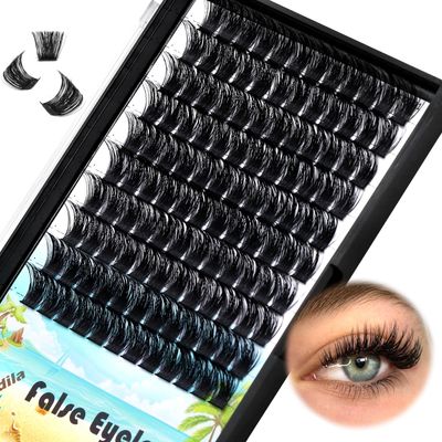 Dedila Large Pack 8-20mm to Choose D Curl Cluster Eyelash Extensions D Curl Wide Stem Individual False Eyelashes Dramatic Volume Eye Lashes Set Home DIY Lashes (12mm)