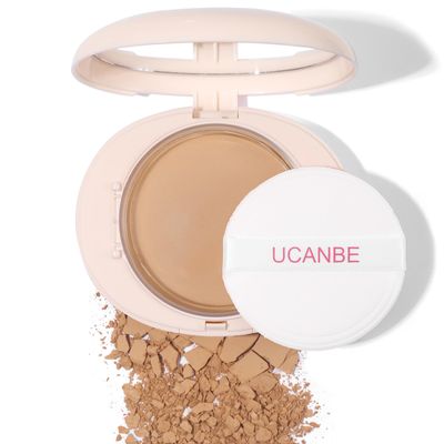 UCANBE 2-in-1 Pressed Face Powder &amp; Foundation Makeup, Matte Oil Control Flawless Setting Powder, Korean Makeup,Waterproof Long Lasting Finishing Powder (Natural)