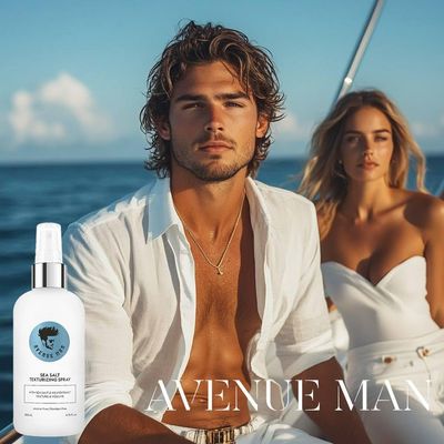 Avenue Man Sea Salt Spray for Men - Texturizing &amp; Thickening Sea Salt Hair Spray for Men with Kelp and Brown Seaweed Extract - Paraben, Sulfate-Free - Add Volume and Texture Beach Hair Spray 6.76 Oz