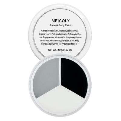 MEICOLY Black White Light Grey Face Body Paint Palette,Halloween Zombie Skeleton Makeup Face Paint,Clown Black White Makeup for Adults and Kids,Professional Body Paint Face Painting for SFX Cosplay