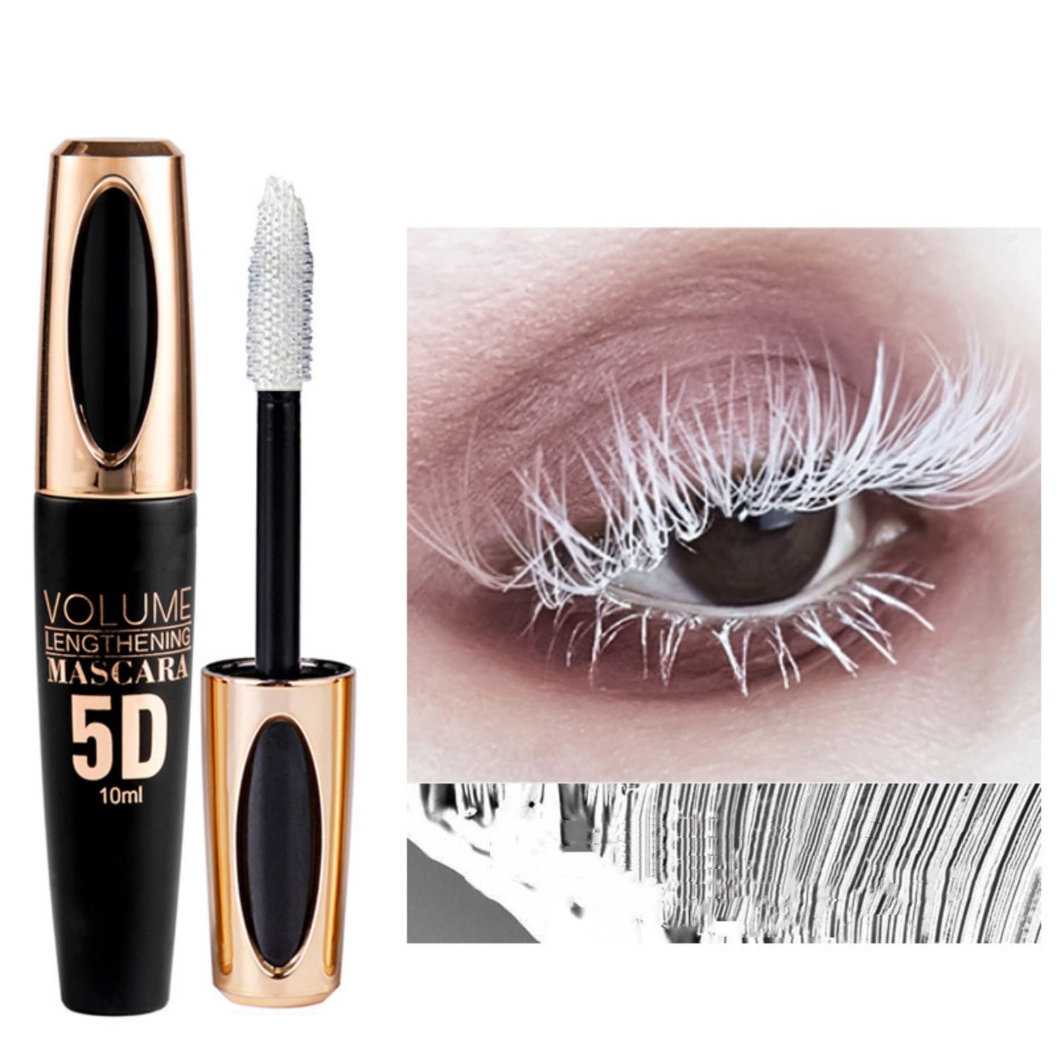 MAEPEOR 5D Silk Fiber Mascara Fuller &amp; Voluminous Colored Mascara Natural Waterproof Smudge-proof Mascara (03 White)