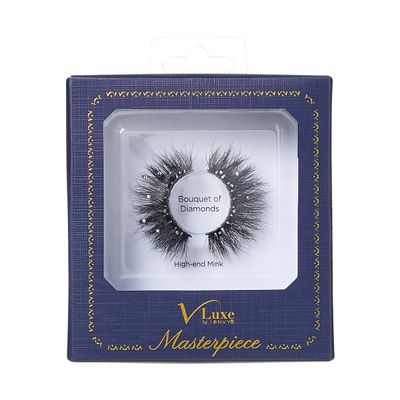 Vluxe by iEnvy Lashes with Rhinestones Masterpiece Mink Lashes, Diamond False Eyelashes (Bouquet of Diamonds)