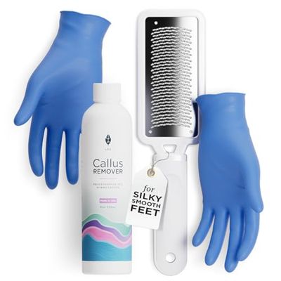Lee Beauty Professional Callus Remover for Feet - Extra Strength Gel &amp; Rasp Foot File Kit - Original Formula for Dead Skin Remover for Cracked Heels &amp; Dry Skin-Pedicure Supplies for Smooth Foot - 8 Oz