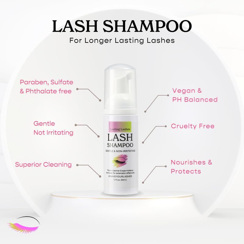 Lasting Lashes Lash Extension Care Kit | Lash Cleaning Kit | Lash Extension Supplies | Lash Shampoo Kit | Eyelash Sleeping Mask for Extensions | Lash Fan | Lash Bath Kit | Eyelash Shampoo