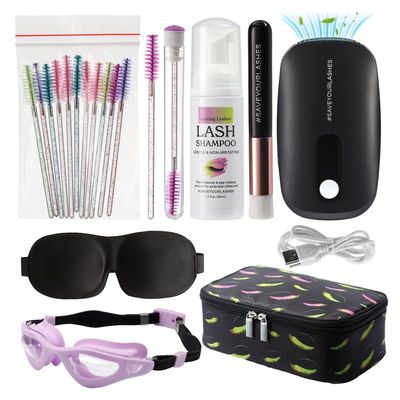 Lasting Lashes Lash Extension Care Kit | Lash Cleaning Kit | Lash Extension Supplies | Lash Shampoo Kit | Eyelash Sleeping Mask for Extensions | Lash Fan | Lash Bath Kit | Eyelash Shampoo