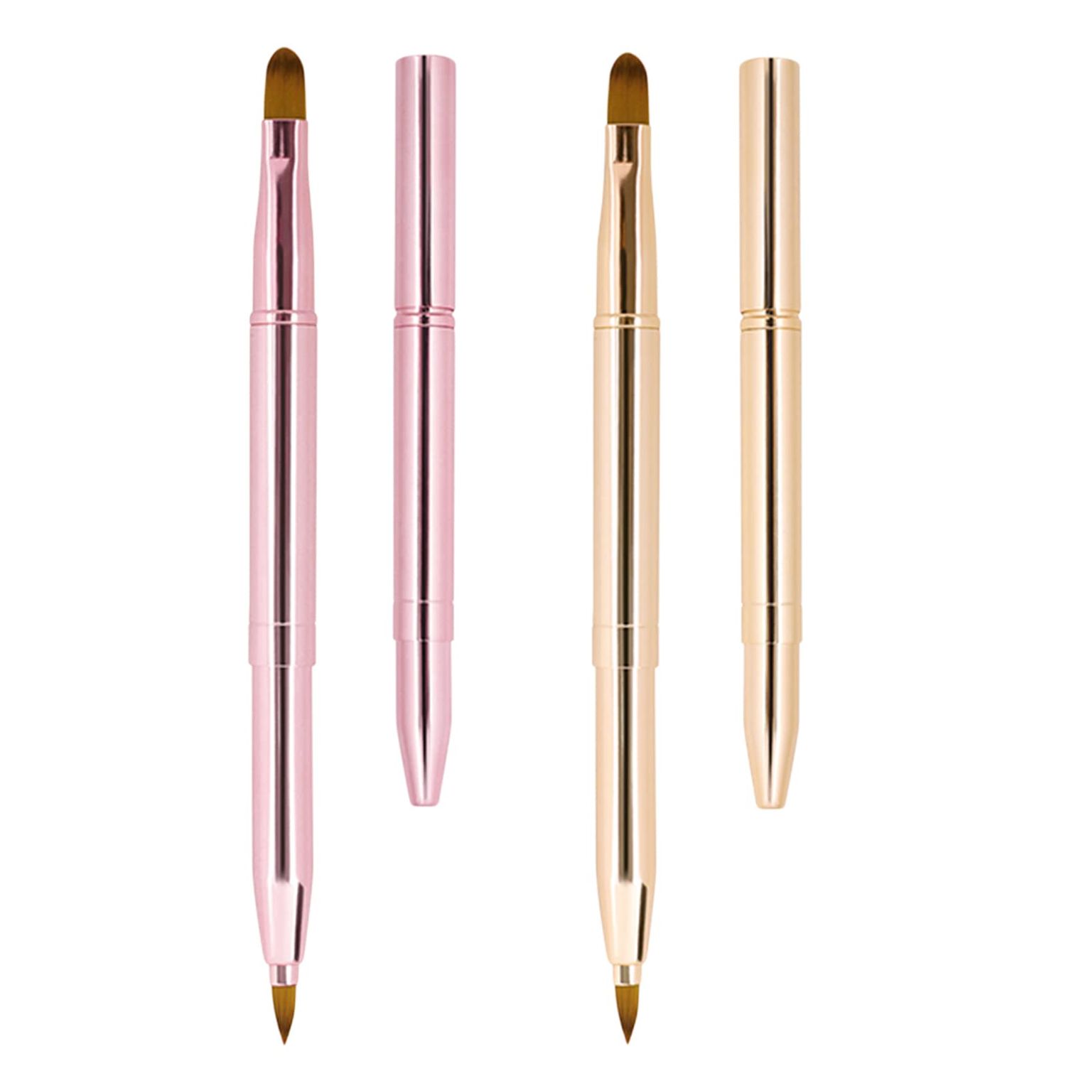 Unaone 2 Pack Lip Brush for Lipstick, Retractable Lip Brushes, Dual-ended Makeup Brush for Lipstick Lip Gloss, Include Lid
