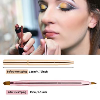 Unaone 2 Pack Lip Brush for Lipstick, Retractable Lip Brushes, Dual-ended Makeup Brush for Lipstick Lip Gloss, Include Lid