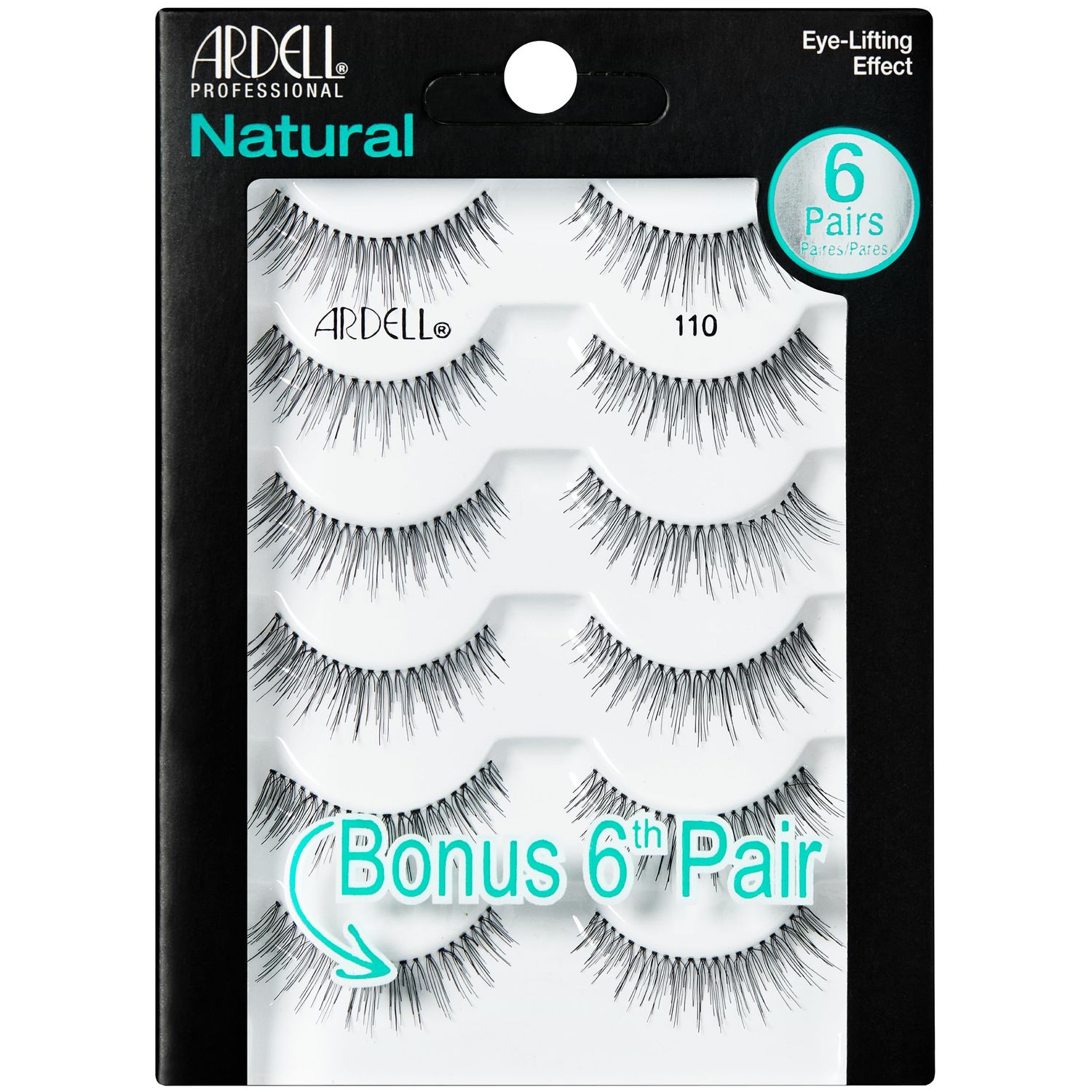 Ardell False Eyelashes, Natural 110, 5 pair  bonus pair Multipack for Eye-Lifting Effect