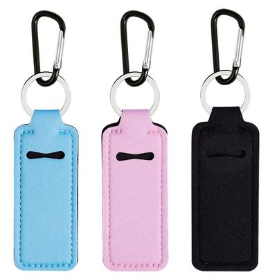 Pengxiaomei 3 Pcs Chapsticks Holder Keychain Stocking Stuffers for Women Lip Balm Holder Chapsticks Keychain Holder for Lipstick (Pink, Blue, Black)