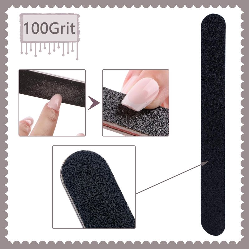 Nail File and Buffer Block, Professional Manicure Tools Kits, 100180 Grit, Black Nail Pedicure File and Sanding Buffing Grinding Plisher File