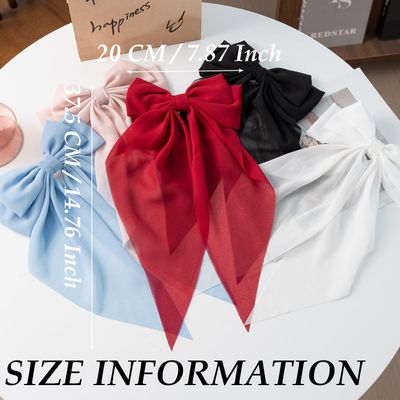Hair Bows for Women &amp; Girls Big Bow Clips with Ribbons - Bow-Knot Clips for Thick &amp; Thin Hair, Nonslip Claw Clips, 5 PCS
