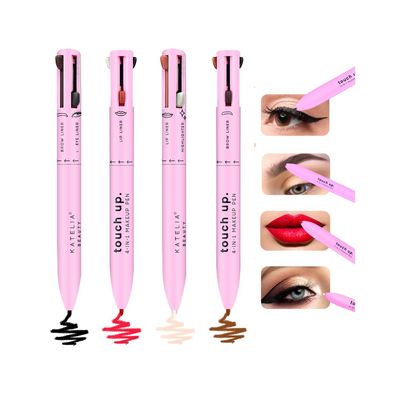 Katelia Beauty 4 in 1 Makeup Pen - Refillable Makeup Pen for Easy Travel - Portable Makeup Set with Colored Eyeliner, Brow &amp; Lip Liner &amp; Highlighter - Cruelty-Free Beauty, Paraben-Free Makeup Pen