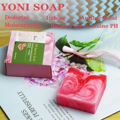 2 PCS Yoni Soap Bars for Women, 100% Handmade Natural Yoni Bar PH Balanced &amp; V Cleansing Bar Soap for Women, All Natural Soap Bar with Bubble Foam Net, Yoni Wash Away Odor 3.53oz100g (pink)