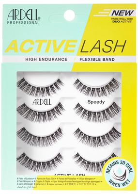 Ardell Active Lash - Speedy, False Eyelashes, Water-Resistant, Lightweight, Strip Lashes, 4 Pairs, 1-Pack