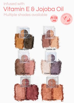 M2U NYC EyeShadow Duo, Eye Shadow Set, Multiple ShadesColors, Makeup Eyeshadow Palette, 2 Colors Per Set (Park Slope (Tan | Rose Shimmer))
