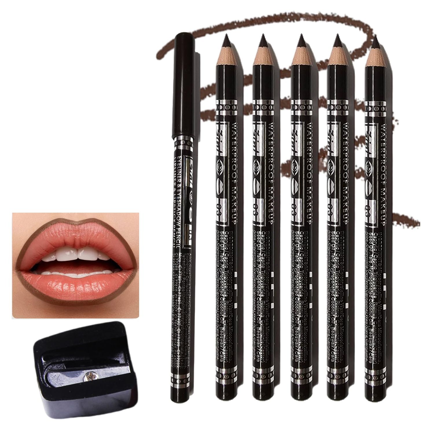 6PCS Matte Lip Liner Set - Premium Waterproof Brown Lip Liner Pencils for Defining &amp; Filling Lips, Long-Lasting Smooth Lip Makeup, High Pigmented Lip Liner Pack for Perfect Nude &amp; Natural Looks #3