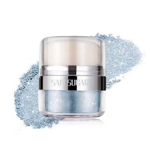 Kyannkara Glitter Body Highlighter Powder Body Shimmer Sparkle Face Highlighter Powder for Face Eyes Body Glow Makeup With sponge head08#