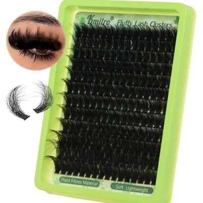 Thick Lash Clusters 14-24mm Long 240D Fluffy Cluster Eyelash Extensions Waterproof D Curl Volume Eyelash Clusters 192Pcs Individual Lashes Soft Wispy False Eyelashes DIY Lash Extension, by Kmilro