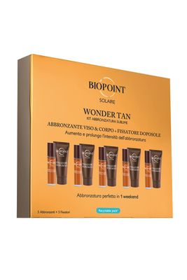 Biopoint Solaire Wonder Tan Sublime Tan Kit Face &amp; Body Bronzer  After Sun Fixer, 1 Pack of 5 Bronzers (10ml x 5) and 5 Fixers (20ml x 5)