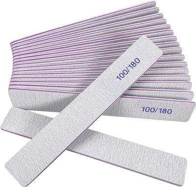 Nail Files (12 Pack), 100180 Grit Emery Boards Nail File for Natural Nails and Acrylic Nails, Double Sided Emory Boards limas para unas acrilicas Profesional Fingernail Filer Reusable Manicure Gray