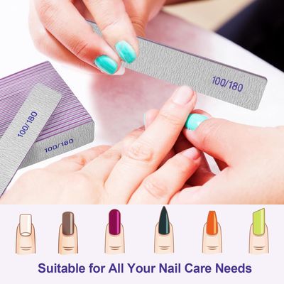 Nail Files (12 Pack), 100180 Grit Emery Boards Nail File for Natural Nails and Acrylic Nails, Double Sided Emory Boards limas para unas acrilicas Profesional Fingernail Filer Reusable Manicure Gray