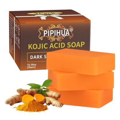 PIPIHUA Kojic Acid Soap - Turmeric Soap with Turmeric &amp; Lemon &amp; Collagen &amp; Hyaluronic Acid &amp; Glutathione